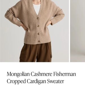 QUINCE Mongolian Cashmere Fisherman Cropped Cardigan Sweater size medium